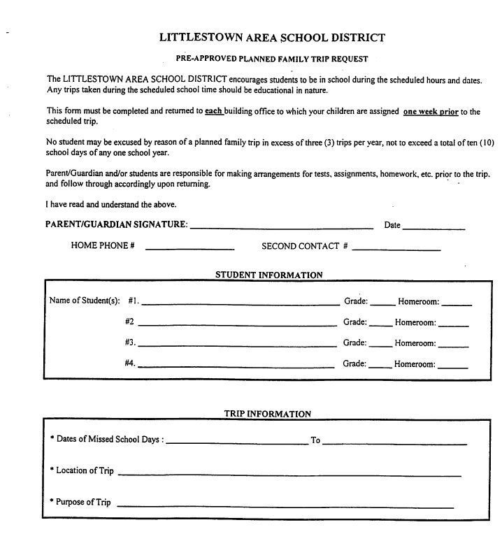 Pre-Approved Trip Form