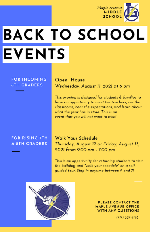 Back to School Events | Maple Avenue Middle School