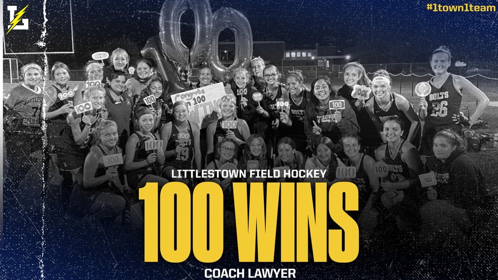 Littlestown Field Hockey team picture for Coach Lawyer's 100th win