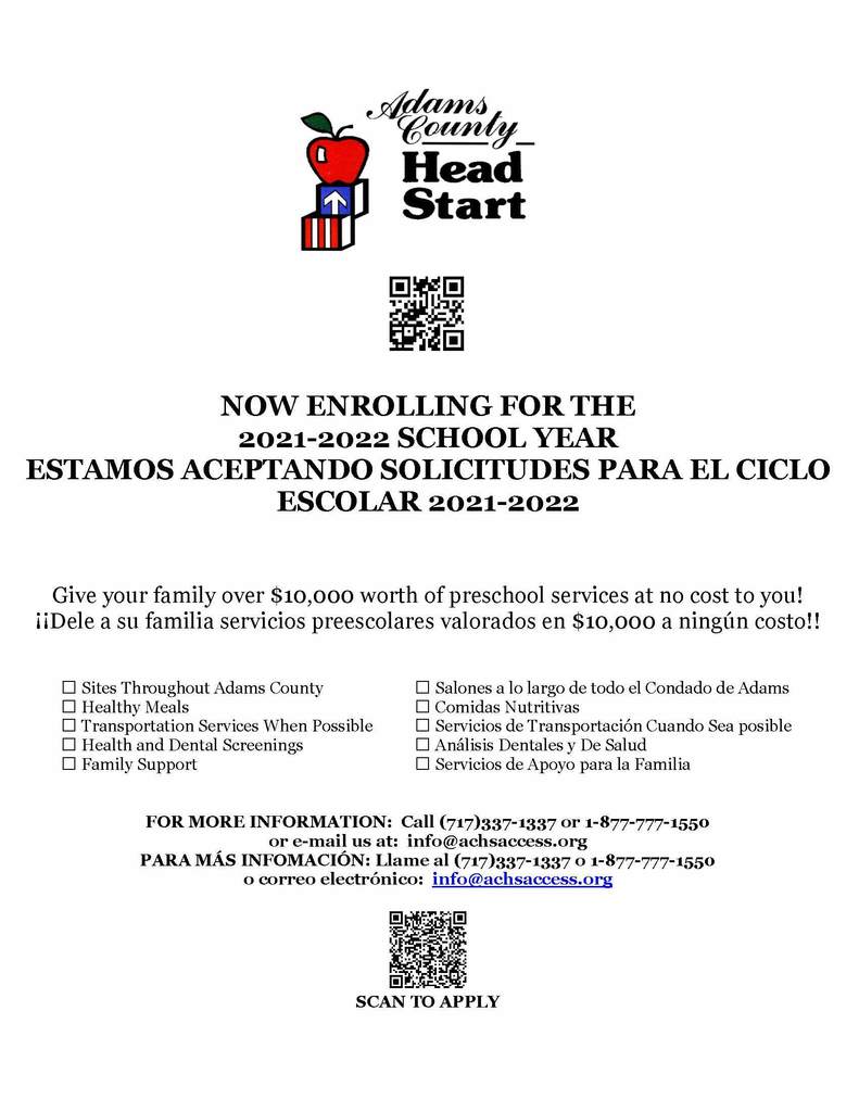 Adams County Head Start Enrollment Information
