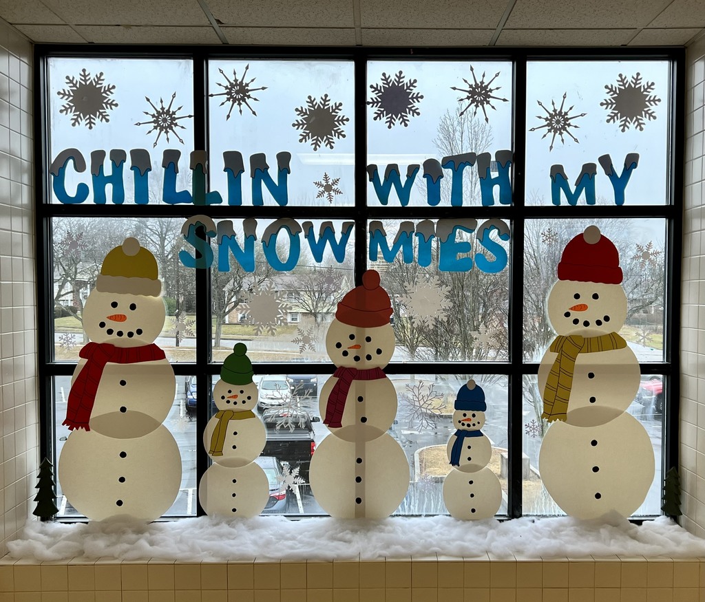 Snowman decorated window
