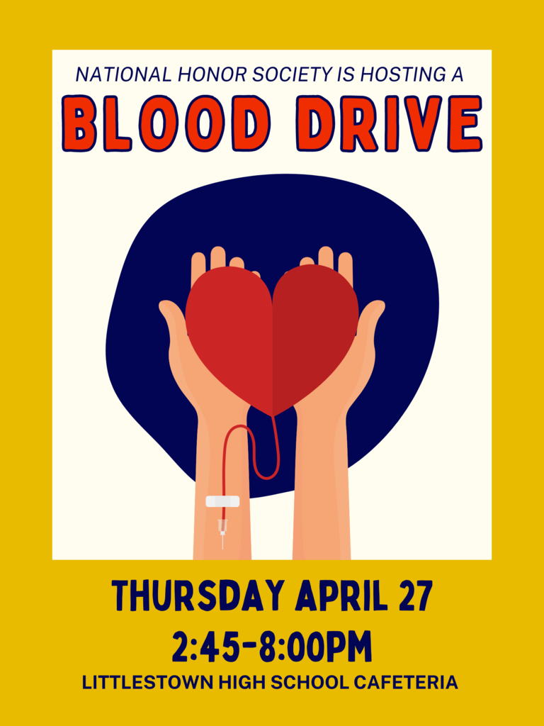 National Honor Society is hosting a blood drive for the Red Cross in the high school  cafeteria on Thursday April 27 from 2:45 until 8:00PM.  Please consider signing up to donate.  Your donation could be used to save up to three lives! Blood donations help cancer patients, accident victims, and patients having surgery or transplants.   You can sign up through the red cross: https://www.redcross.org/give-blood.html
